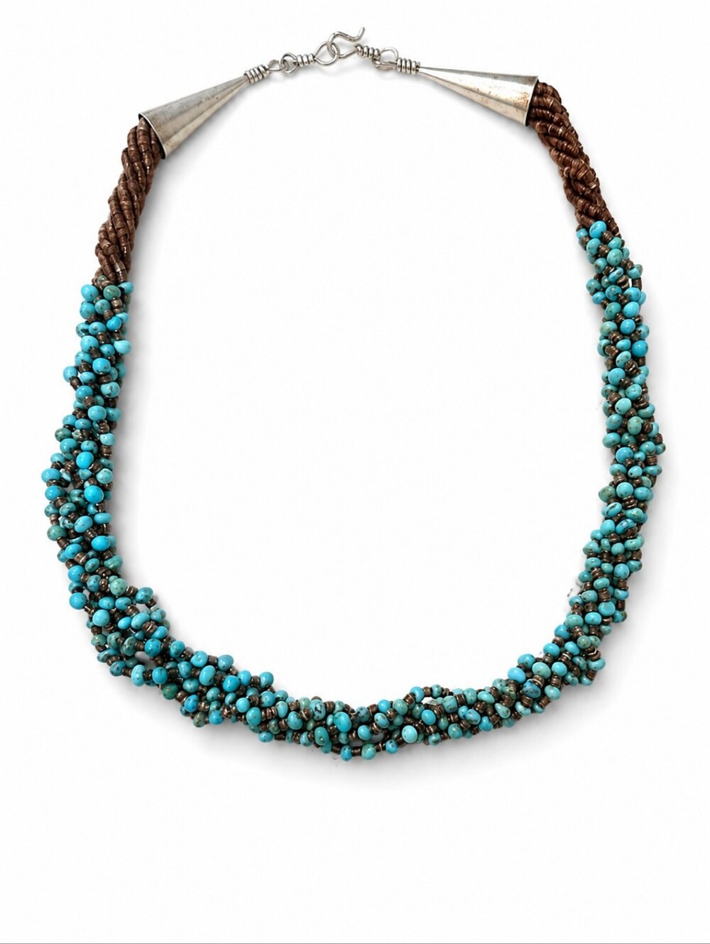 Navajo Genuine Turquoise Multi Strand Beaded Necklace 20” Artisan Handmade